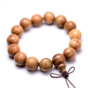 Green Sandalwood Buddha Bracelet 15mm Beads Men Women Gift