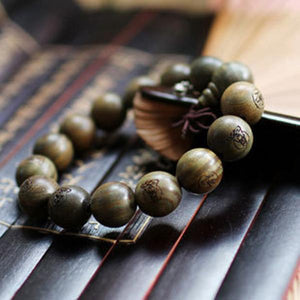 Green Sandalwood Buddha Bracelet 15mm Beads Men Women Gift