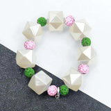 Greek Sorority Disco Ball Pearl Beads Bracelet Jewelry