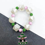 Greek Sorority Disco Ball Pearl Beads Bracelet Jewelry