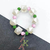 Greek Sorority Disco Ball Pearl Beads Bracelet Jewelry