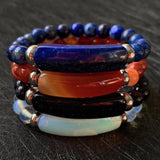 Natural Stone Bracelets Pink Quartz Red Agates Opal