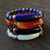 Natural Stone Bracelets Pink Quartz Red Agates Opal