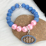 Greek Sorority Elastic Disco Ball Pink Pearl Jack &Jill Logo