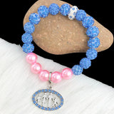 Greek Sorority Elastic Disco Ball Pink Pearl Jack &Jill Logo