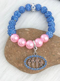 Greek Sorority Elastic Disco Ball Pink Pearl Jack &Jill Logo