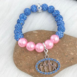 Greek Sorority Elastic Disco Ball Pink Pearl Jack &Jill Logo