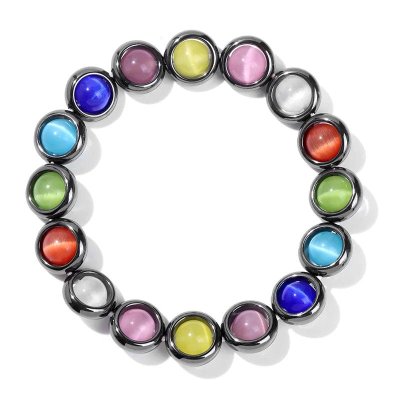 8mm Cat Eye Hematite Bracelets for Couple Yoga Luck LGBT