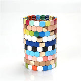 Enamel Stretch Bracelet Rainbow Tile Charm Jewelry