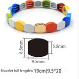 Enamel Stretch Bracelet Rainbow Tile Charm Jewelry