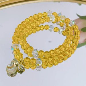 Ruifan Bowknot Ball Yellow Crystal Beaded Bracelet
