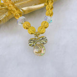 Ruifan Bowknot Ball Yellow Crystal Beaded Bracelet