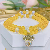 Ruifan Bowknot Ball Yellow Crystal Beaded Bracelet