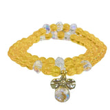 Ruifan Bowknot Ball Yellow Crystal Beaded Bracelet
