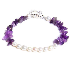 Garnet Chips Beads Bracelet Freshwater Pearls Bangle Men Women
