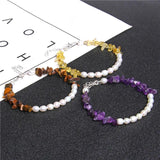 Garnet Chips Beads Bracelet Freshwater Pearls Bangle Men Women