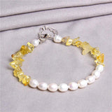 Garnet Chips Beads Bracelet Freshwater Pearls Bangle Men Women