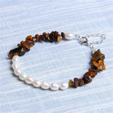 Garnet Chips Beads Bracelet Freshwater Pearls Bangle Men Women