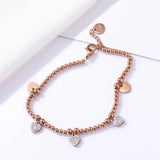 Heart Crystal Charms Bracelet Stainless Steel Chain Party Jewelry
