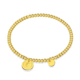 Vintage Stainless Beaded Bracelet with Coin Pendant