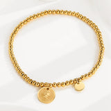 Vintage Stainless Beaded Bracelet with Coin Pendant