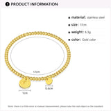 Vintage Stainless Beaded Bracelet with Coin Pendant