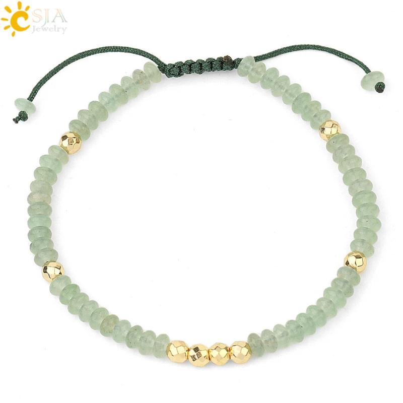 CSJA Natural Stone Bracelet Balance Crystal Quartz Abacus Bead
