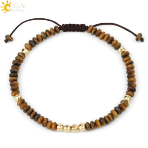 CSJA Natural Stone Bracelet Balance Crystal Quartz Abacus Bead