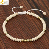 CSJA Natural Stone Bracelet Balance Crystal Quartz Abacus Bead