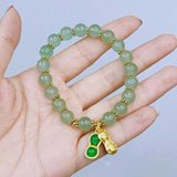 Ruifan Lucky Peanut Red Green Crystal Cat's Eye Stone Beaded Strand Bracelets