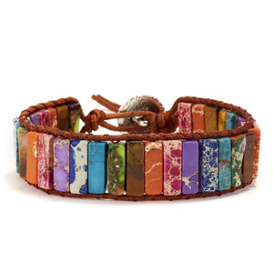 Chakra Bracelet Natural Stone Leather Wrap Bangle