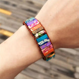Chakra Bracelet Natural Stone Leather Wrap Bangle