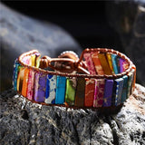 Chakra Bracelet Natural Stone Leather Wrap Bangle