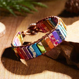 Chakra Bracelet Natural Stone Leather Wrap Bangle