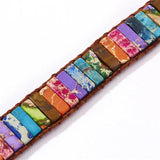 Chakra Bracelet Natural Stone Leather Wrap Bangle