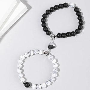 2PCS Couple Braclets For Two Magnet Love Heart Pendant Bracelets