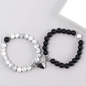 2PCS Couple Braclets For Two Magnet Love Heart Pendant Bracelets
