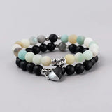 2PCS Couple Braclets For Two Magnet Love Heart Pendant Bracelets