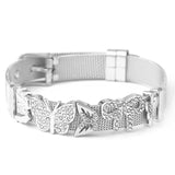 Stainless Steel Bowknot Butterfly Beads Mesh Bangle Bracelet