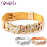 Stainless Steel Bowknot Butterfly Beads Mesh Bangle Bracelet