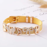 Stainless Steel Bowknot Butterfly Beads Mesh Bangle Bracelet