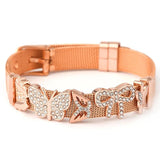 Stainless Steel Bowknot Butterfly Beads Mesh Bangle Bracelet