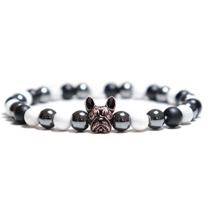 French Bulldog Charm Hematite Beads Bracelet