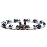 French Bulldog Charm Hematite Beads Bracelet