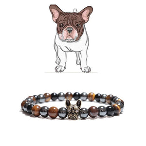 French Bulldog Charm Hematite Beads Bracelet