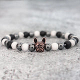 French Bulldog Charm Hematite Beads Bracelet