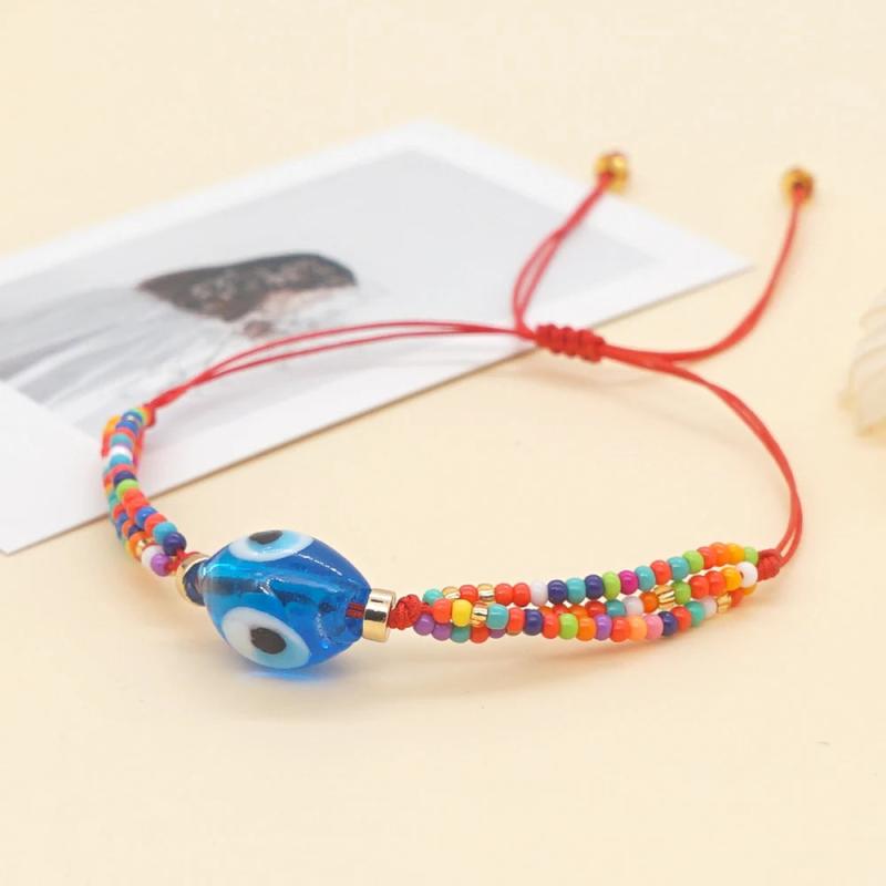 Colorful Glass Beads Evil Eye Bracelet for Women