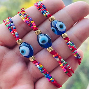 Colorful Glass Beads Evil Eye Bracelet for Women