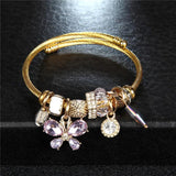 Stainless Steel Butterfly Charms Wire Cable Bracelet