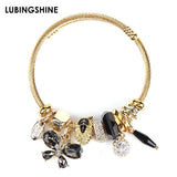 Stainless Steel Butterfly Charms Wire Cable Bracelet